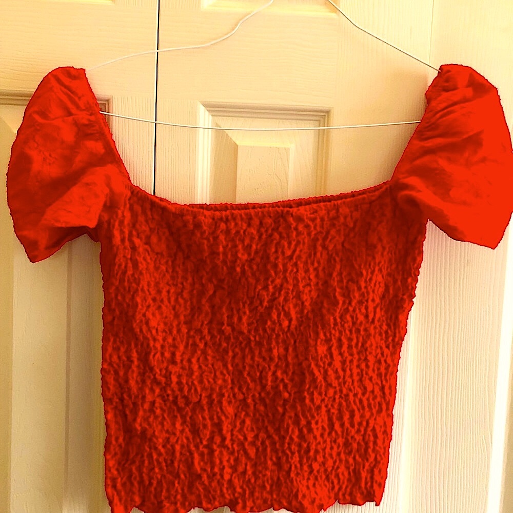 Express Smocked Lace Sleeve Top